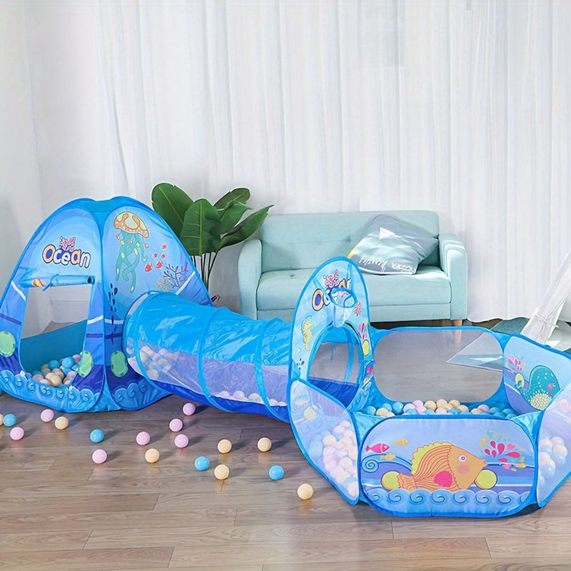 3pcs Kids Play Set: Pop-Up Tent, Ball Pit &amp; Tunnel - Indoor/Outdoor Fun for Boys &amp; Girls, Includes Storage Bag - Perfect Birthday Gift for Ages 3+