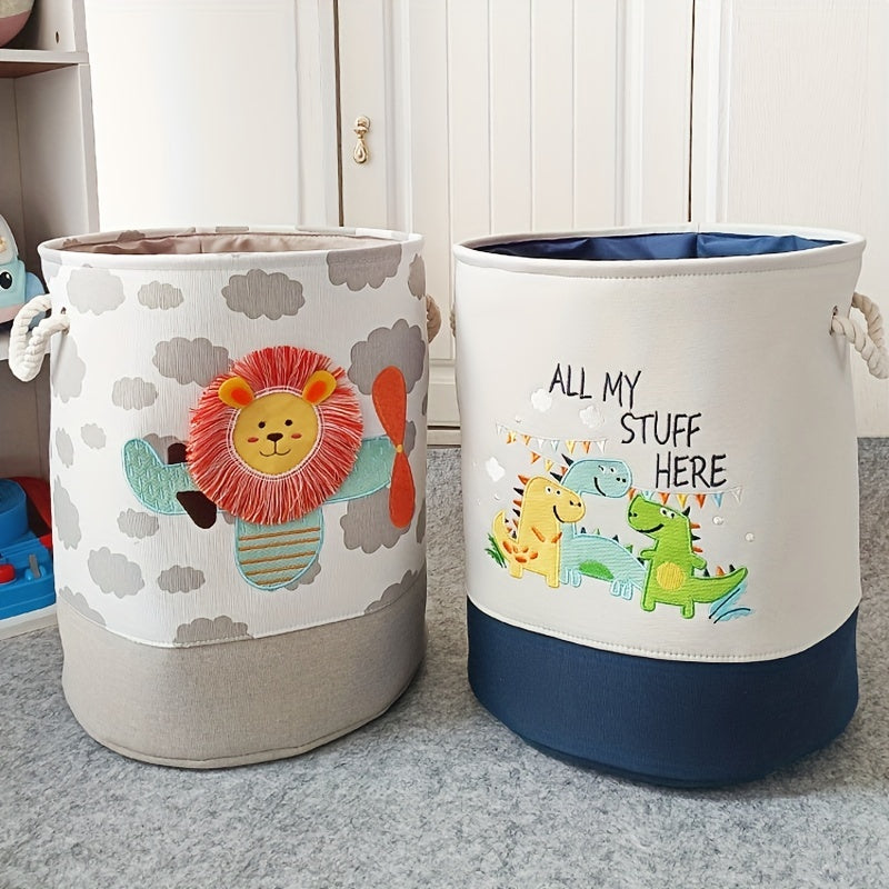 1pc Cartoon Toy Storage Basket, Laundry Basket, Foldable Clothes Storage Bucket