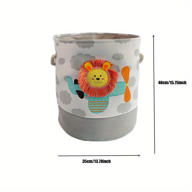 1pc Cartoon Toy Storage Basket, Laundry Basket, Foldable Clothes Storage Bucket