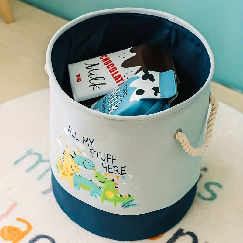 1pc Cartoon Toy Storage Basket, Laundry Basket, Foldable Clothes Storage Bucket