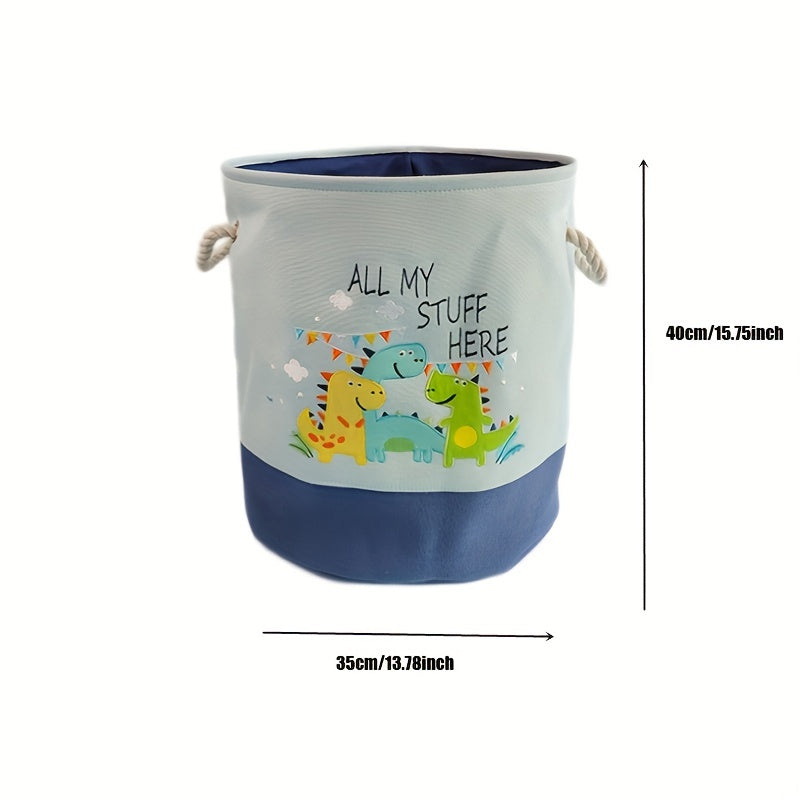 1pc Cartoon Toy Storage Basket, Laundry Basket, Foldable Clothes Storage Bucket