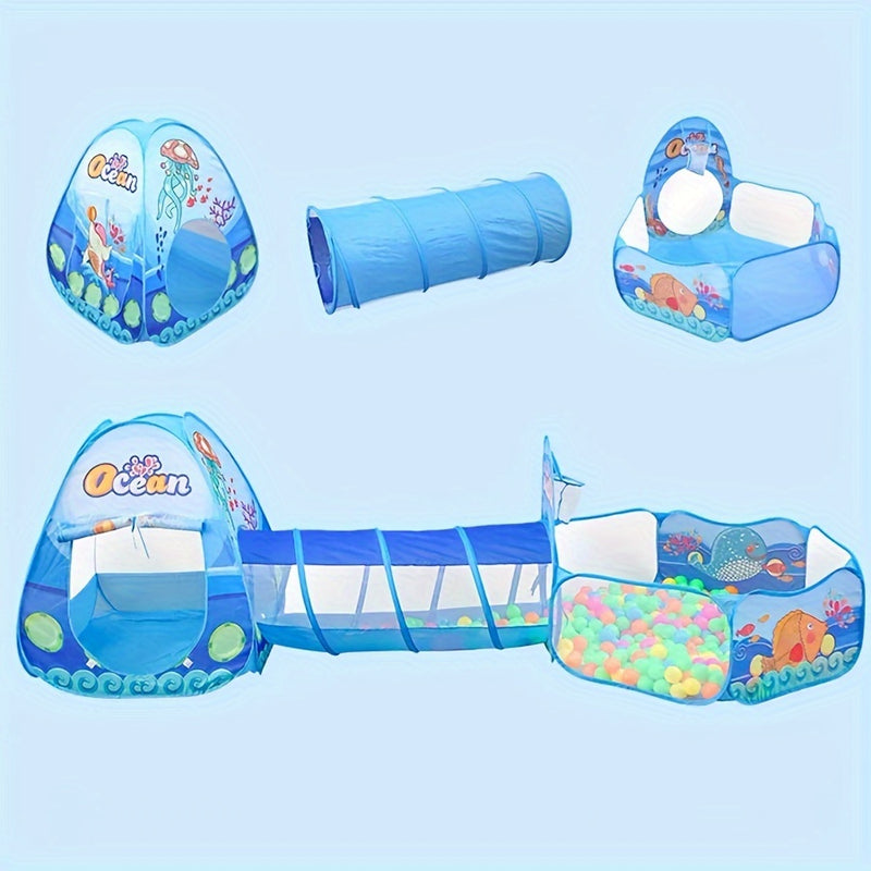 3pcs Kids Play Set: Pop-Up Tent, Ball Pit &amp; Tunnel - Indoor/Outdoor Fun for Boys &amp; Girls, Includes Storage Bag - Perfect Birthday Gift for Ages 3+