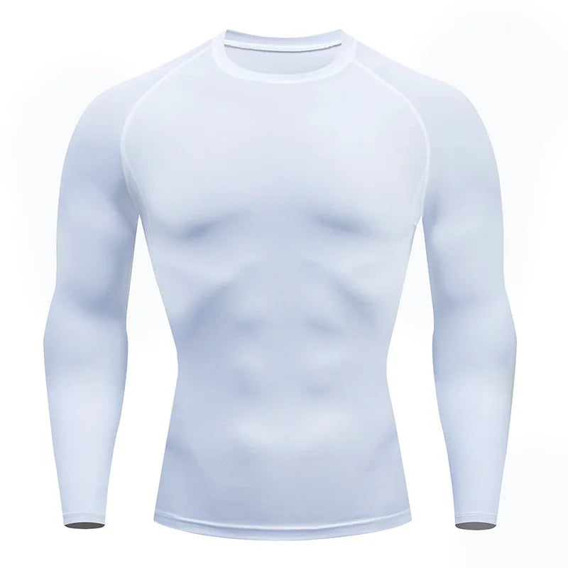 Camisola de compressão de manga comprida para homem, desempenho rápido de secagem, roupa desportiva respirável