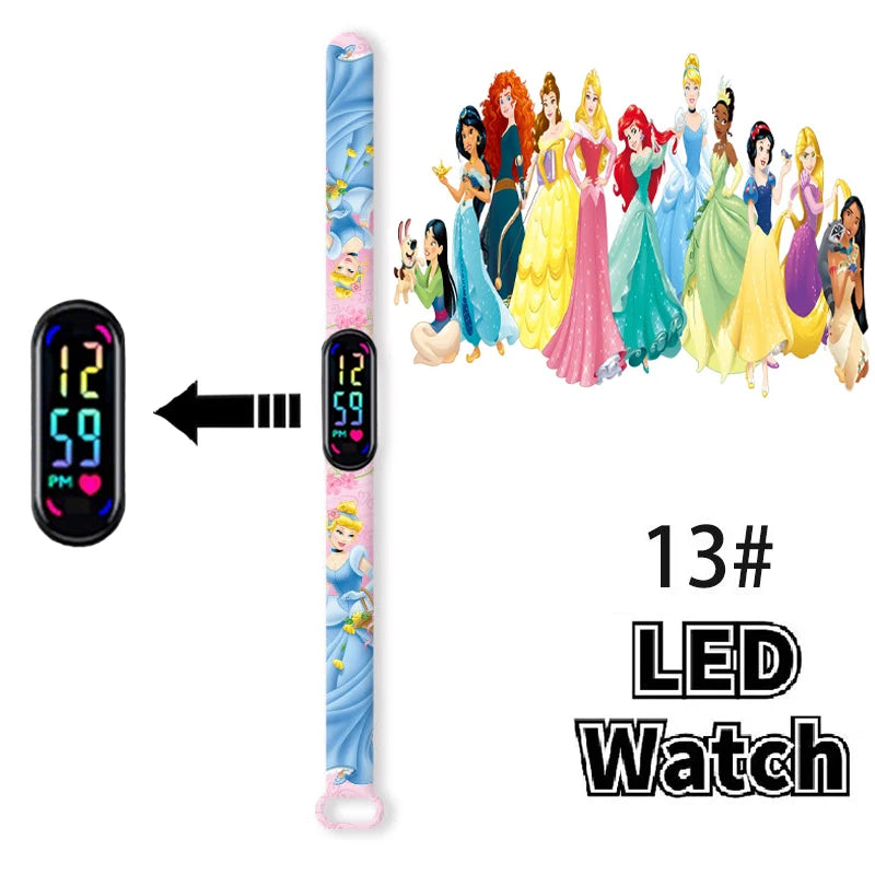 Disney-Princess Frozen Digital Watches for Kids, LED Touch Cartoon Watch, Waterproof Electronic Watch, Frozen, Figure Toys, Birthday Gifts