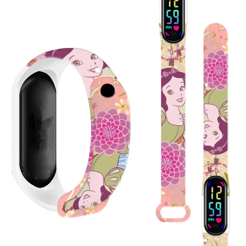 Disney-Princess Frozen Digital Watches for Kids, LED Touch Cartoon Watch, Waterproof Electronic Watch, Frozen, Figure Toys, Birthday Gifts