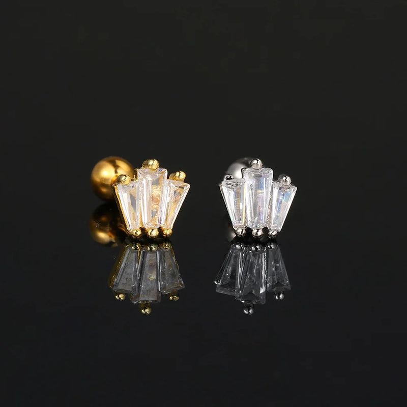 Brincos de gota d'água de cristal, 1 peça, piercing tragus, cartilagem plana, orelha, hélice, concha, lóbulo, anel de orelha, labret