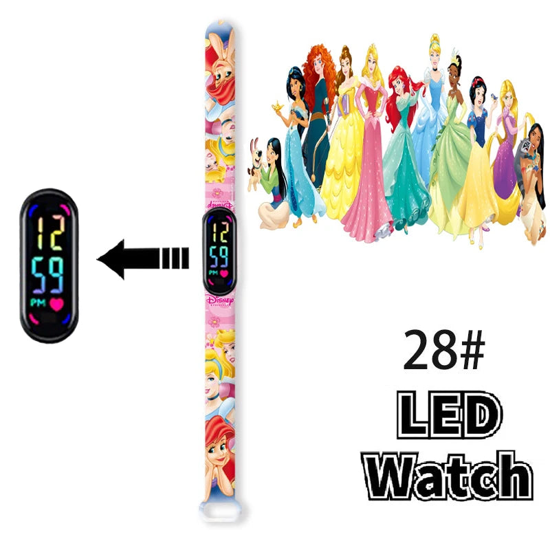 Disney-Princess Frozen Digital Watches for Kids, LED Touch Cartoon Watch, Waterproof Electronic Watch, Frozen, Figure Toys, Birthday Gifts