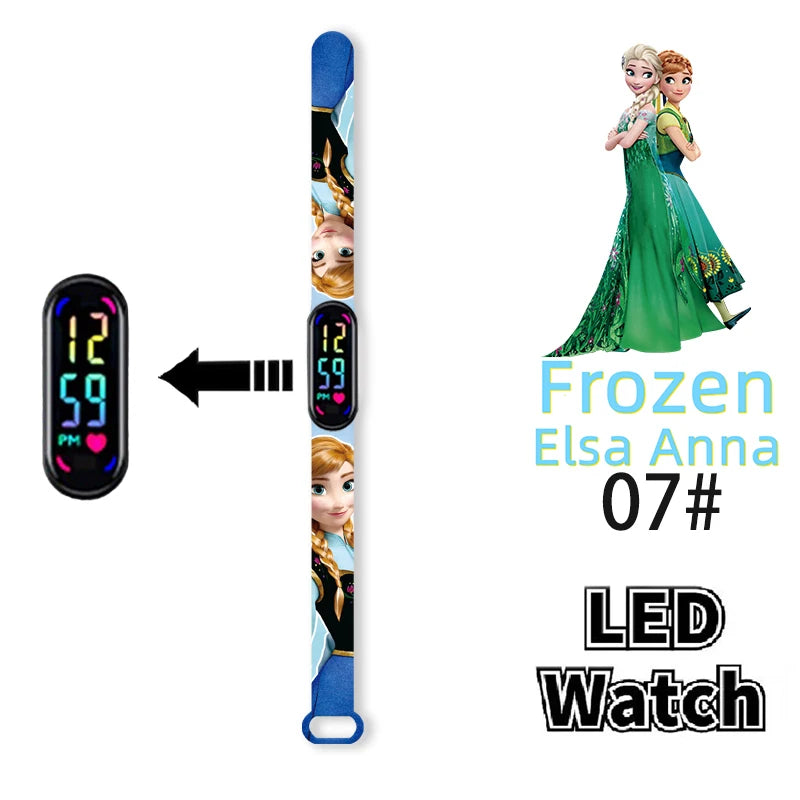 Disney-Princess Frozen Digital Watches for Kids, LED Touch Cartoon Watch, Waterproof Electronic Watch, Frozen, Figure Toys, Birthday Gifts