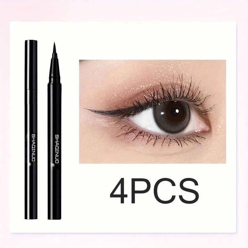 4pcs Eyeliner De Ponta Fina, Suave Como Seda, Fácil De Controlar, De Longa Duração, À Prova De Água E Suor.