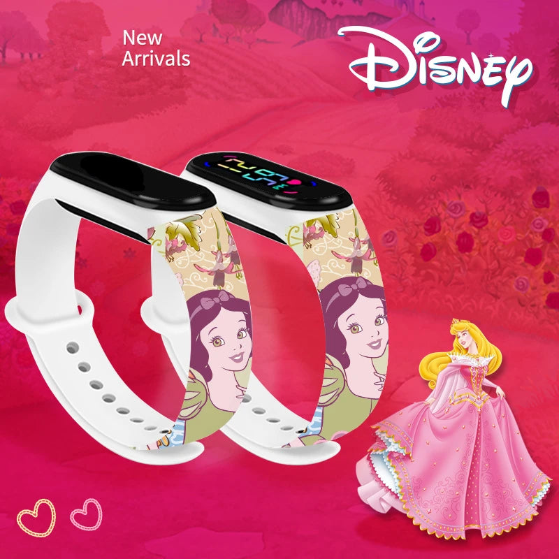 Disney-Princess Frozen Digital Watches for Kids, LED Touch Cartoon Watch, Waterproof Electronic Watch, Frozen, Figure Toys, Birthday Gifts