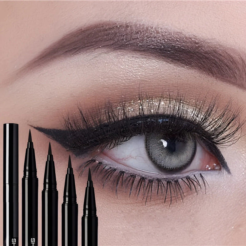 4pcs Eyeliner De Ponta Fina, Suave Como Seda, Fácil De Controlar, De Longa Duração, À Prova De Água E Suor.