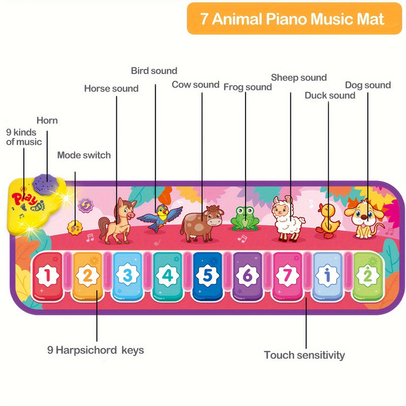 Piano Mat with 25 Musical Sounds, Musical Mat, Early Education Development Birthday Gift Christmas Music Toy for Girls Boys, Piano Keyboard Touch Blanket for Girls Boys Christmas Gift