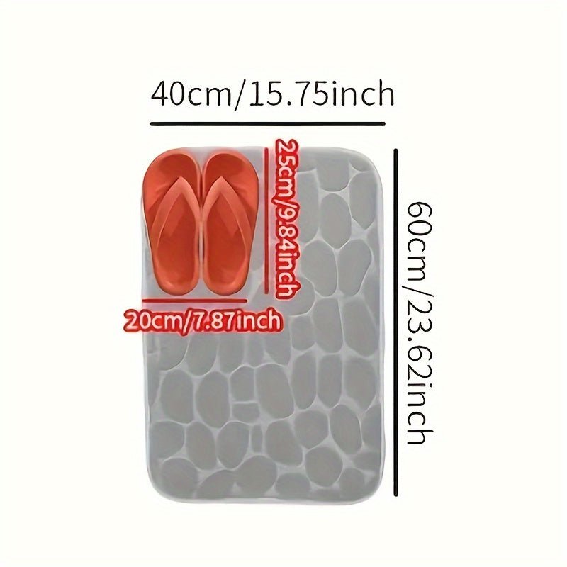Tapete antiderrapante e absorvente para casa de banho; decoração de divisões; tapete macio antiderrapante e absorvente, com padrão de pedras quentes; utensílio de segurança para casa de banho