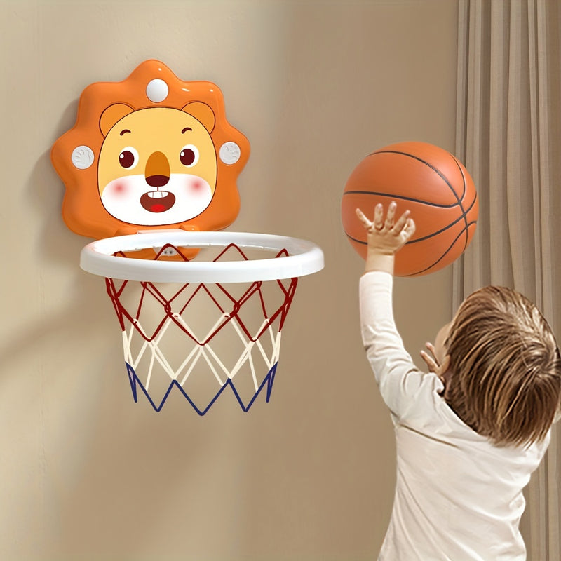 MAYAPHILOS Kids Basketball Set - Cartoon Animals Wall-Mounted Sports Toy with Mini Balls and Pump - Indoor and Outdoor Play Set for Boys and Girls - Educational Activity for Children Ages 3 and Up