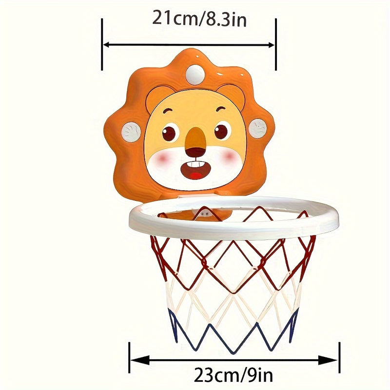 MAYAPHILOS Kids Basketball Set - Cartoon Animals Wall-Mounted Sports Toy with Mini Balls and Pump - Indoor and Outdoor Play Set for Boys and Girls - Educational Activity for Children Ages 3 and Up