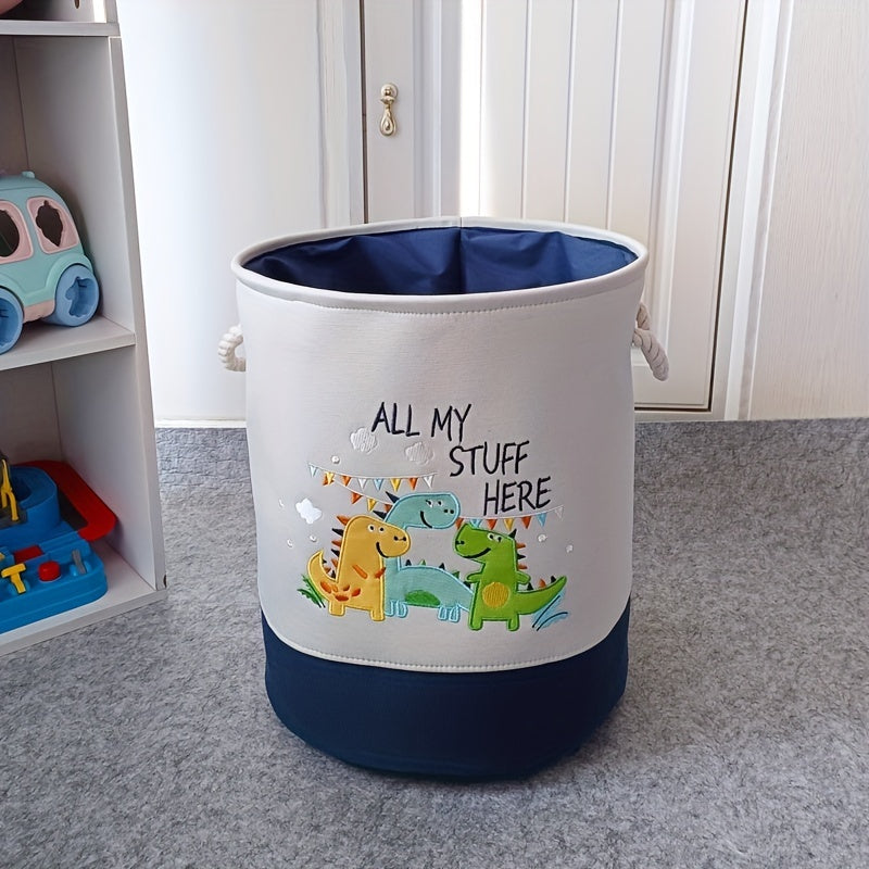 1pc Cartoon Toy Storage Basket, Laundry Basket, Foldable Clothes Storage Bucket